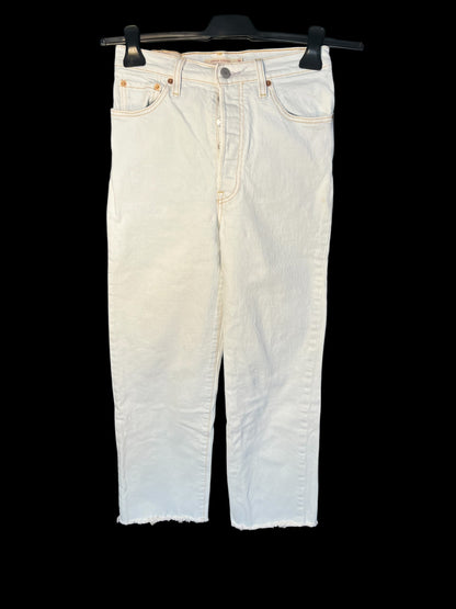Levi's Ribcage Straight Ankle W26 L29 hellblau weiss Raw Hem 72693 High Waist Gr XS / 34 Levi Levis