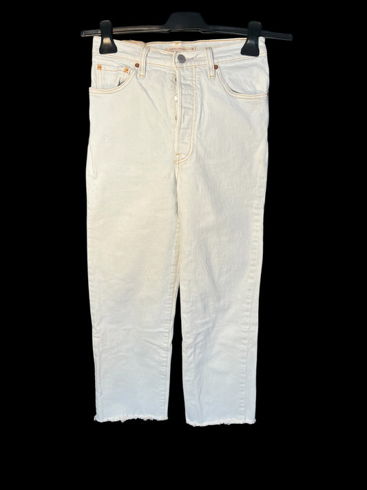 Levi's Ribcage Straight Ankle W26 L29 hellblau weiss Raw Hem 72693 High Waist Gr XS / 34 Levi Levis