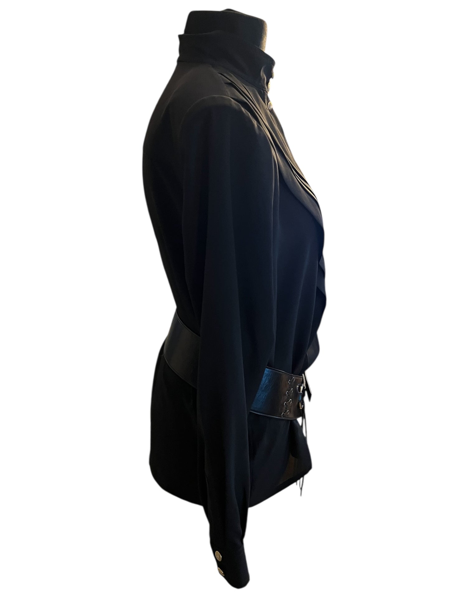 Vintage Alexander Bluse Gr. 40 80er | Schwarz | High Neck | Dark Fashion Statement