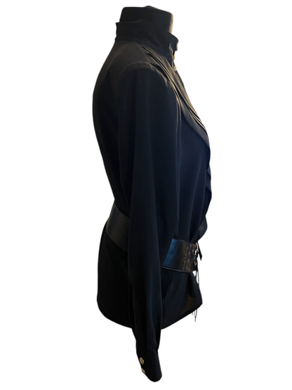 Vintage Alexander Bluse Gr. 40 80er | Schwarz | High Neck | Dark Fashion Statement