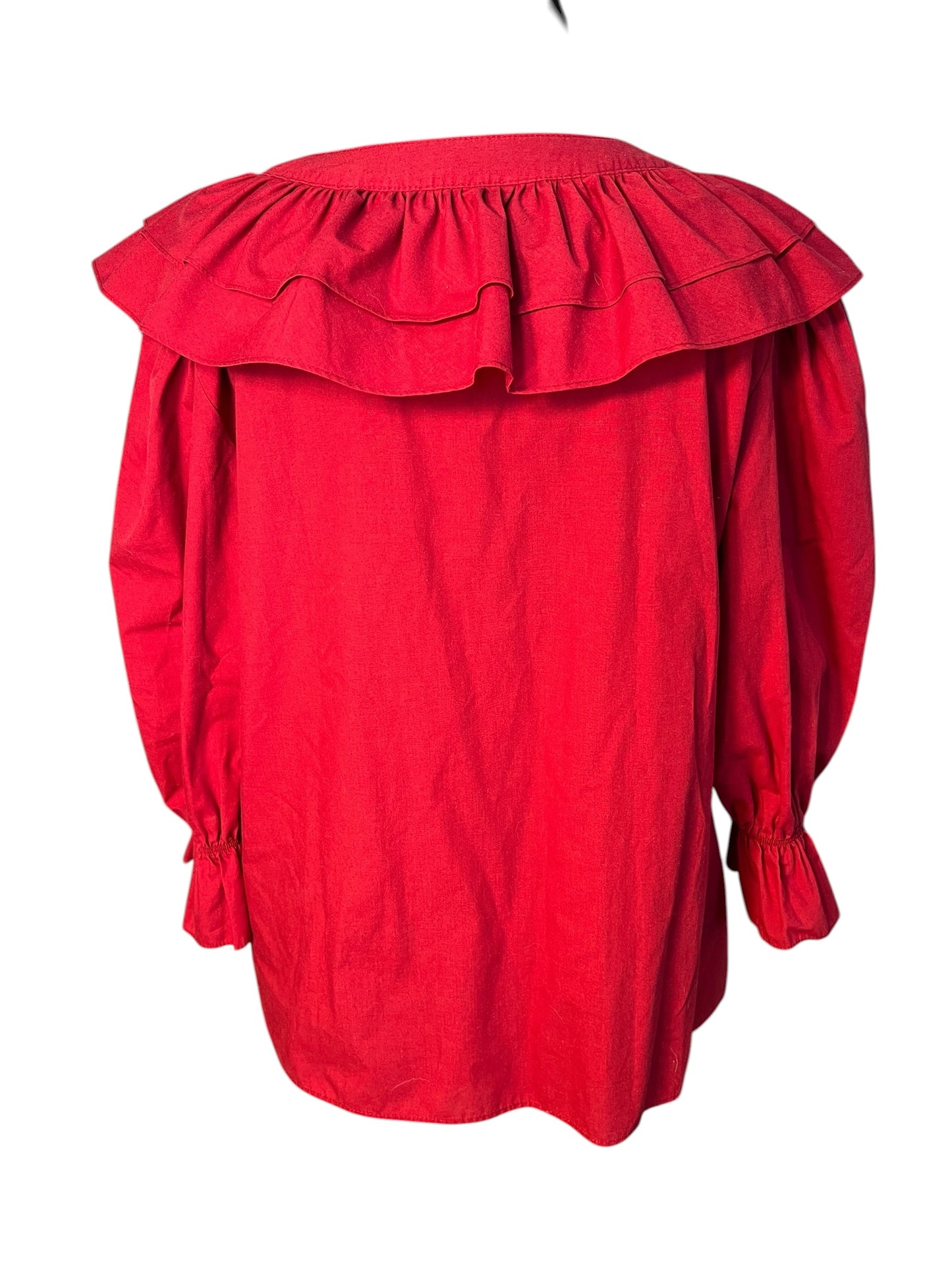 Vintage Malco Modes Bluse Weinrot Rüschen Gr. 42 44 XL Dark Academia USA 90s y2k