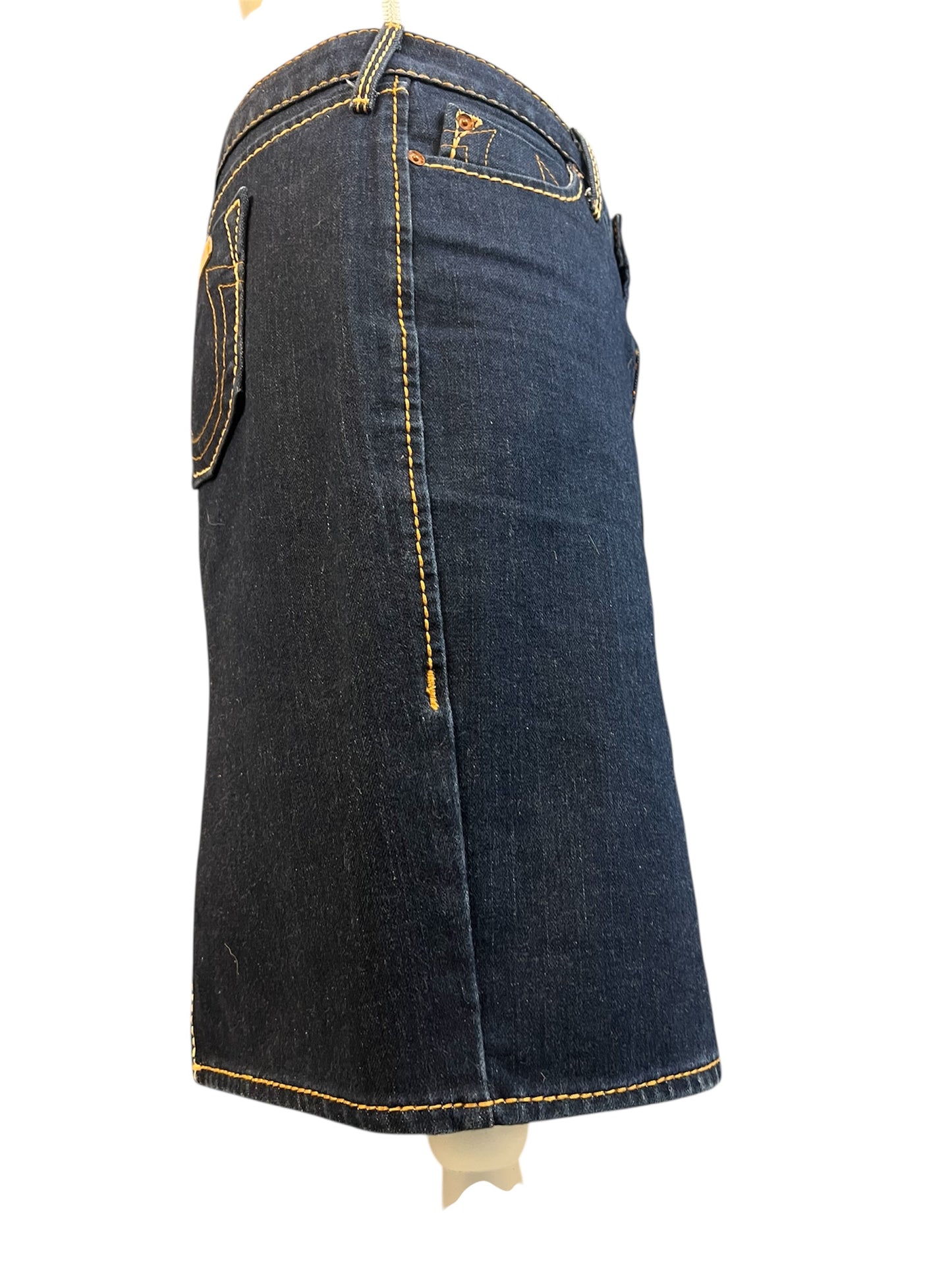 True Religion Jeansrock – Dunkelblau Denim Midi – Gehschlitz hinten – W29 / DE 38 - 40