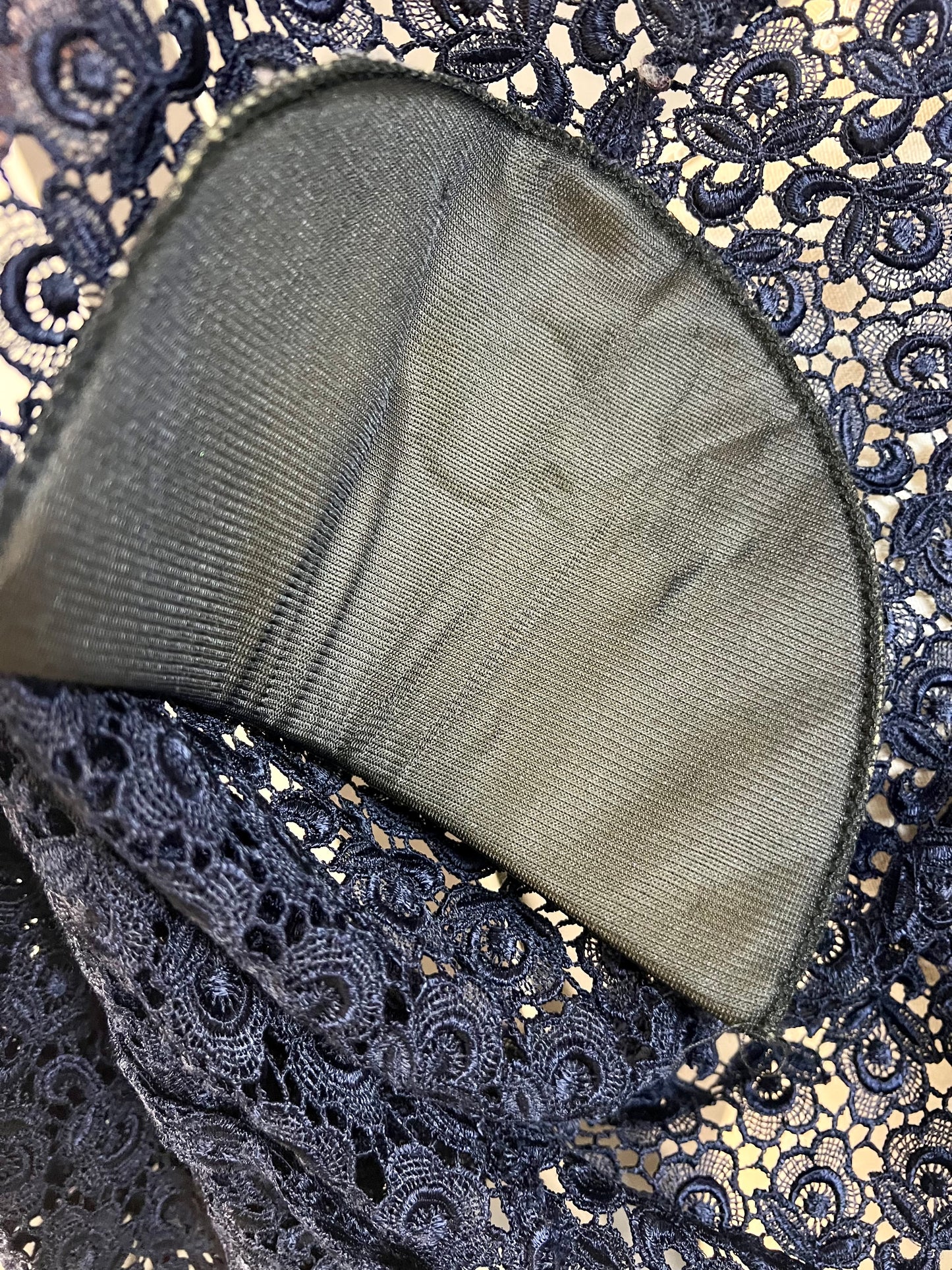Vintage Spitzen Bolero dunkelblau – 90s Y2K Lace Jäckchen – Italien – Gr. 38/40