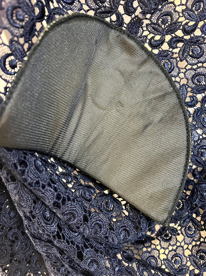 Vintage Spitzen Bolero dunkelblau – 90s Y2K Lace Jäckchen – Italien – Gr. 38/40