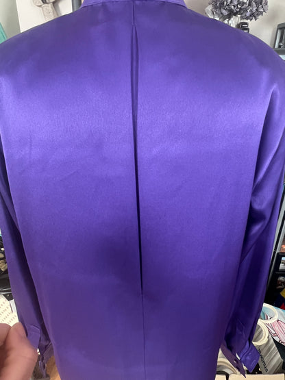 Statement Vintage Bluse 40 M Lila Satin | 80s/90s Dark Fashion Alexander