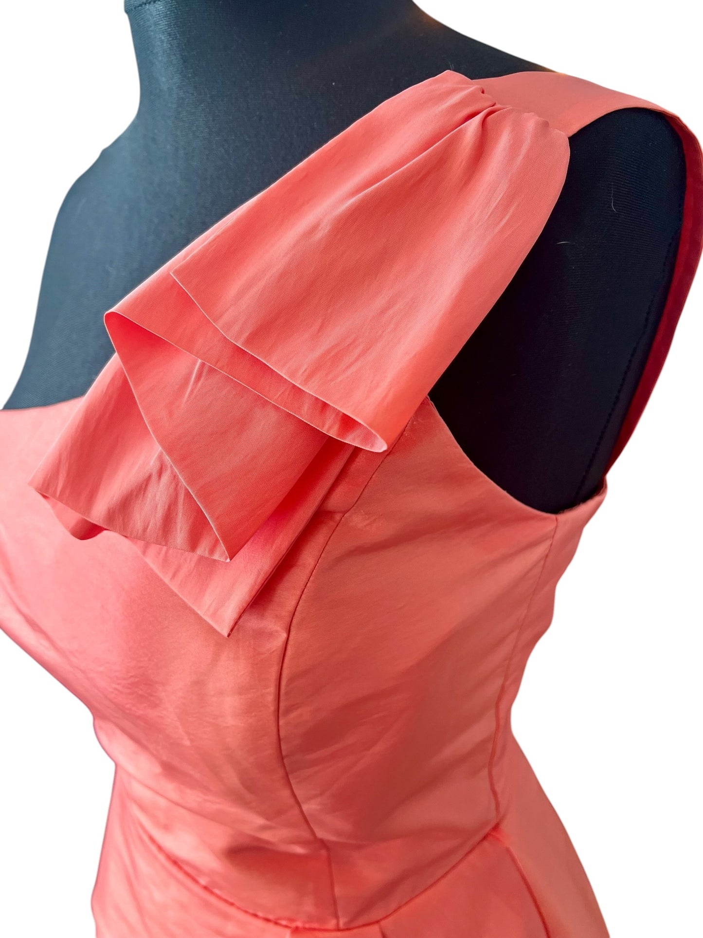 Vintage Vera Mont Cocktailkleid Gr 36 S One Shoulder Apricot Pink Volant Ballon Mini Kleid Elegant Y2K