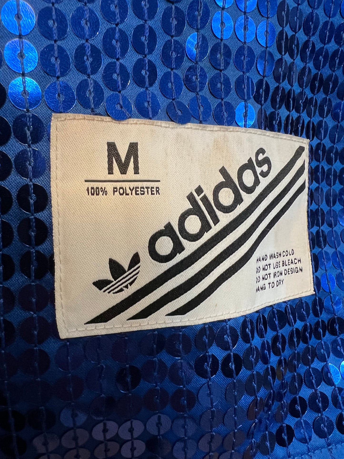 Vintage adidas x Jeremy Scott Paillettenkleid Jersey Dress Blau Gold Gr. M Festival Y2K Rare