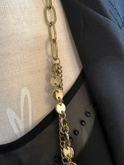 Vintage Statement-Kette | 90s / Y2K | mehrlagig | Gold & Silber | auffällig | ca. 40 cm