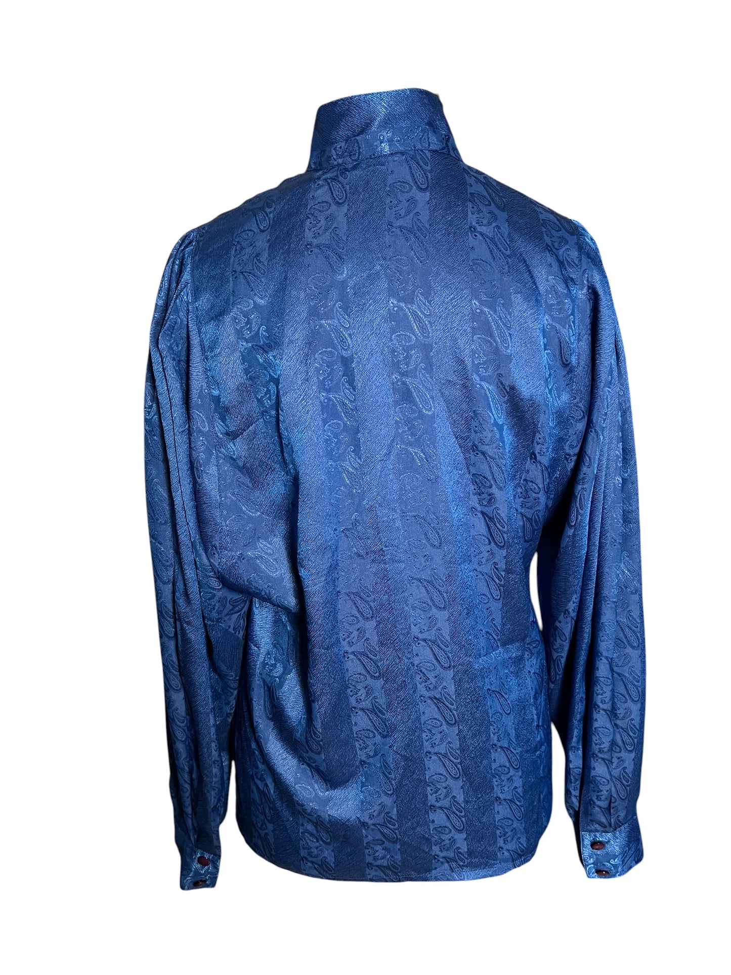 Sara's Choice: Vintage Bluse Satin Paisley blau royalblau | Gr. 40 42 L | Dark Alternative