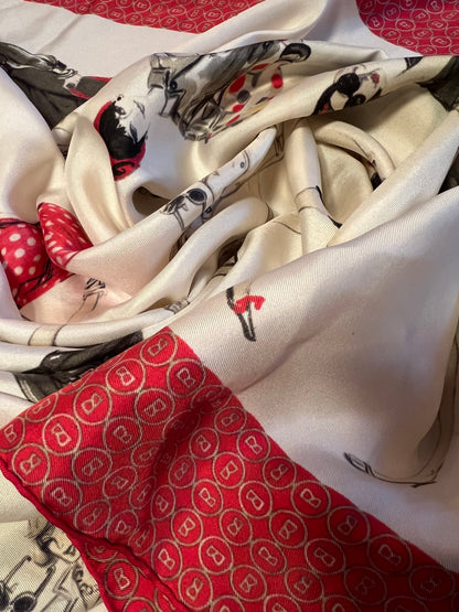 Bogner Vintage Seidentuch 85x85 – Designer Scarf, 80er 90er, B-Logo, True Vintage Frauen
