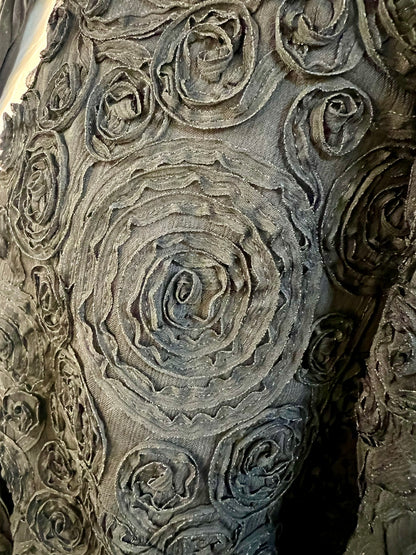 Bolero mit Blumen-Applikationen von Evelin Brandt Berlin | Schwarz • Elegant | Gr. 42