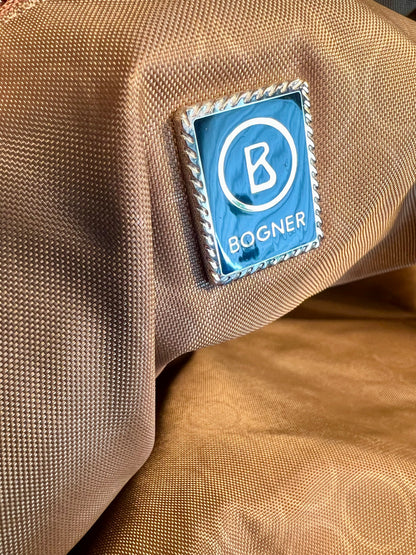 Vintage Bogner Shopper Tasche Braun Nylon Leder Logo Bag Y2K Designer groß