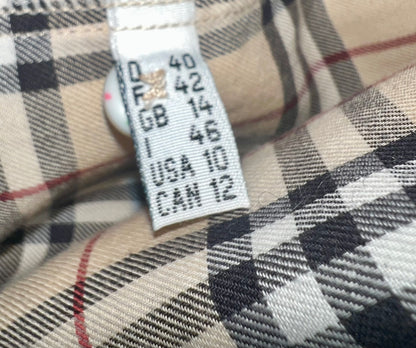 Vintage Burberry London Bluse Gr. 40 – Beige Kariert, Baumwolle, Top Zustand 90s 2000s