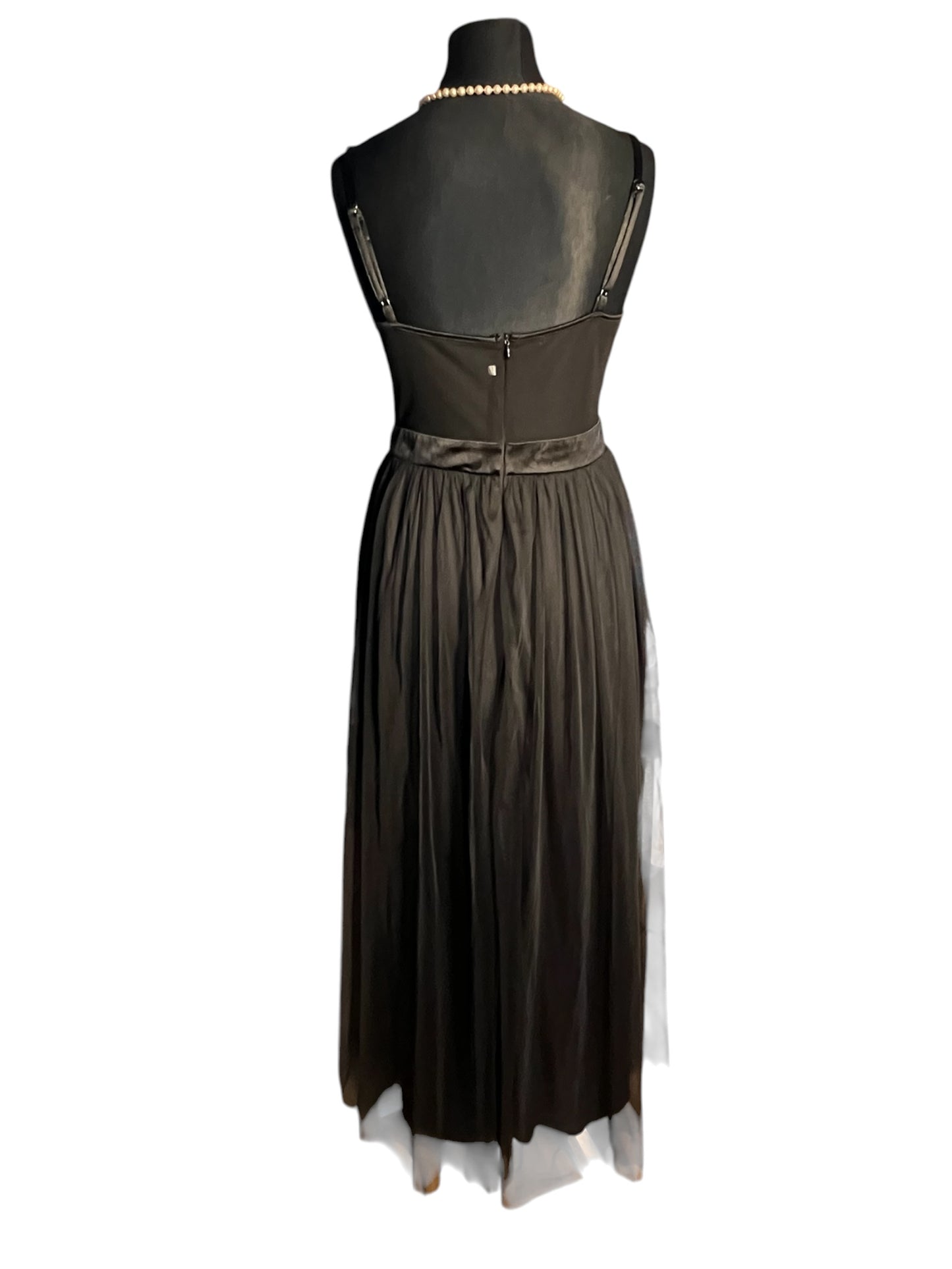 Sara's Choice: Abendkleid – Korsage Träger MaxiKleid figurbetont Mesh schwarz  | Gr  L 40 42 | Dark Alternative