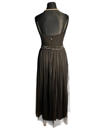 Sara's Choice: Abendkleid – Korsage Träger MaxiKleid figurbetont Mesh schwarz  | Gr  L 40 42 | Dark Alternative