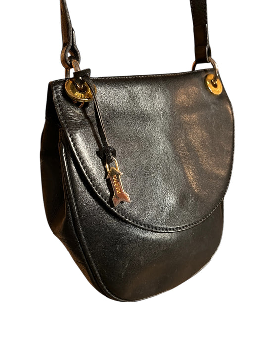 Goldpfeil Vintage Ledertasche Schwarz – Handmade in Germany, Gold‑Hardware, Top Zustand