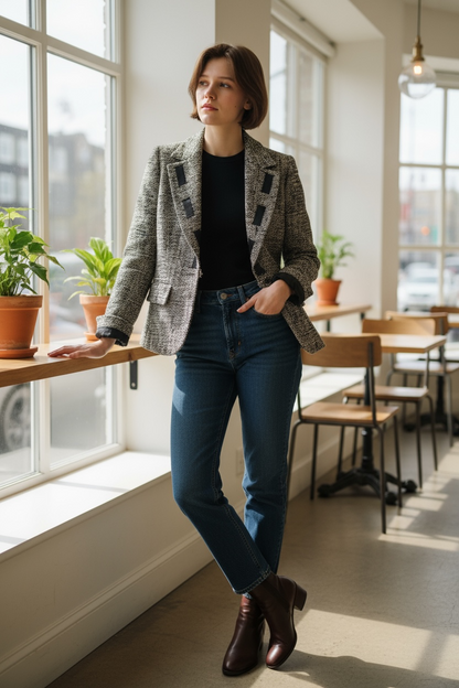 Escada Vintage Blazer 90s | M | Schurwolle | braun schwarz | Quiet Luxury 38 40