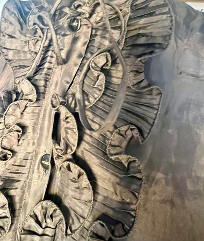 Vintage Rüschenbluse schwarz Gr. 36 38 Goth Romantic Satin Look Primavera