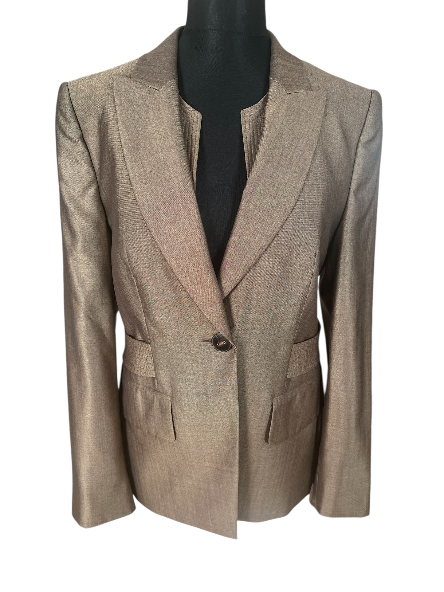 Vintage Escada Blazer – Braun | Schurwolle & Seide | Gr. 40 M (passt 38 / 40)