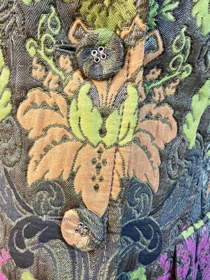 Vintage Laurél Blazer Gr. 38 – 3D Floral Print, bunter Statement-Blazer, Retro Chic