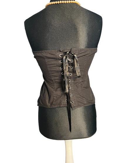 Sara's Choice: Criminal Damage – Korsage Top Knöpfe Schnürung | Gr. L 40 42  | Dark Alternative