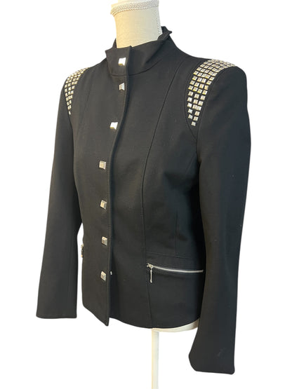 Edgy Bikerjacke / Blazer Gr. 36 - 38 | Schwarz | Silber‑Nieten & Reißverschlüsse | Rockig