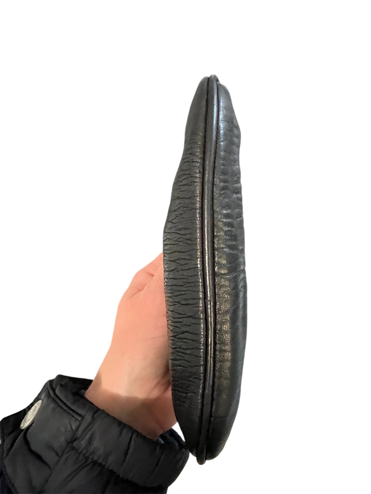 Vintage Mini-Clutch | schwarz & gold | edle Struktur | Handgelenk | Top-Zustand