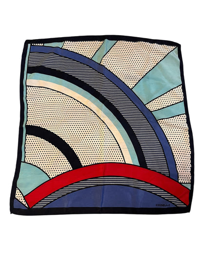 Codello Vintage Seidentuch – Pop-Art / Comic-Stil, 47×47 cm, Weiß-Blau-Rot