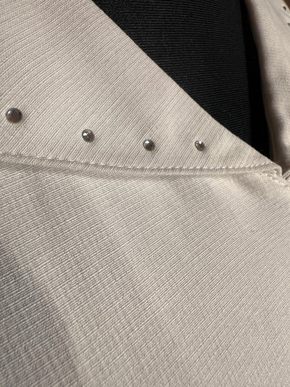 Vintage Bluse Ivory Weiß | Transparent Ärmel | Statement Kragen | Zierdetails | 80s / 90s Chic | Gr. 40