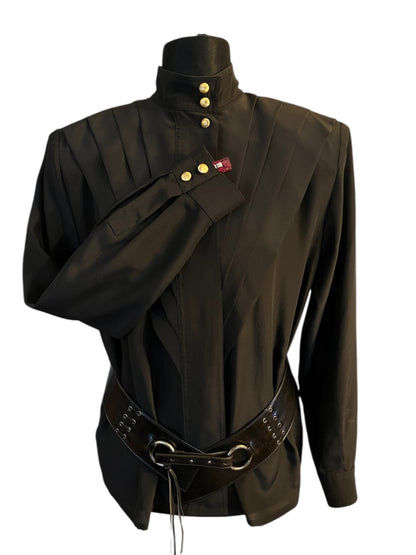 Vintage Alexander Bluse Gr. 40 80er | Schwarz | High Neck | Dark Fashion Statement