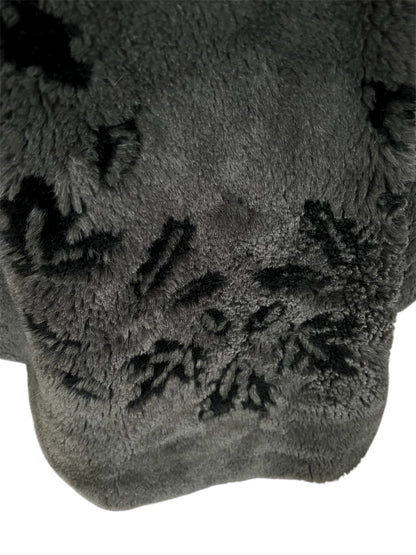 Vintage Kunstfell Weste Made in France – Dunkelgrau Schwarz Muster Bolero Oversized 38–42