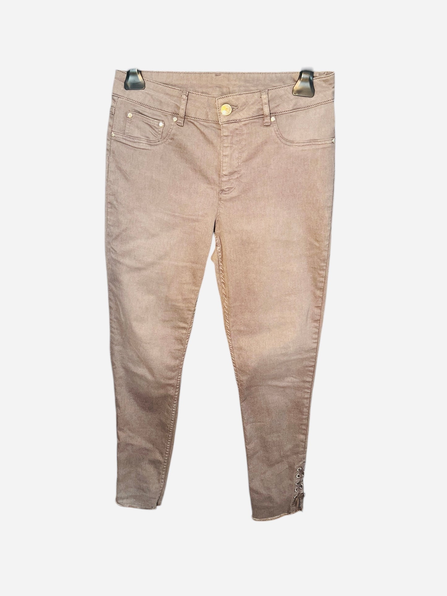 Lascana Jeans grau Schnürung Bein Gr. 38 40 Skinny Lace Up Y2K