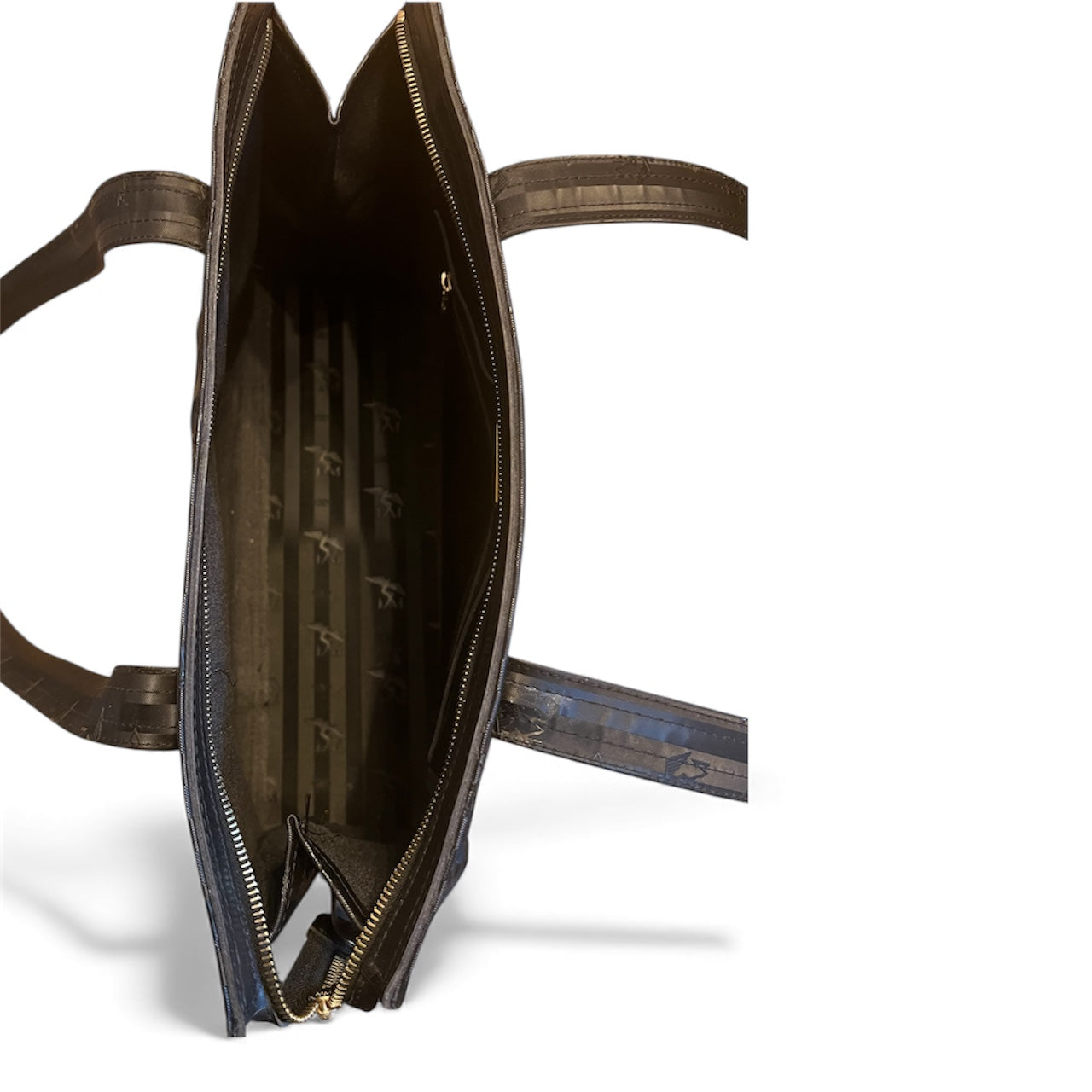 Vintage Mollerus Tasche Modell 624390 • Schwarz/Gold • Logo Emblem • Große Schultertasche