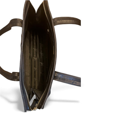 Vintage Mollerus Tasche Modell 624390 • Schwarz/Gold • Logo Emblem • Große Schultertasche