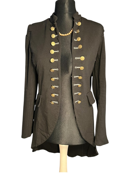 Sara's Choice: Voyelles Military Long Blazer Cardigan Baumwolle schwarz| Gr. 36 38 S M | Dark Alternative