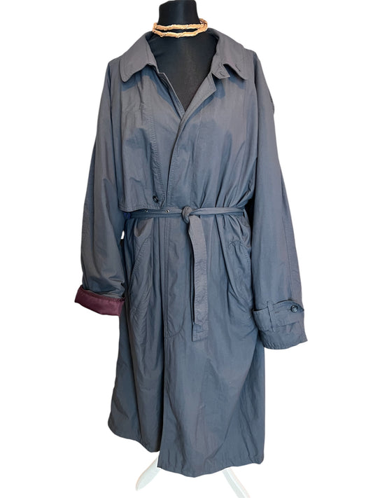Valmeline Vintage Mantel Oversize Gr. 44 46 48 XXL lang Dunkelgrau Weinrot 80er 90er Trench