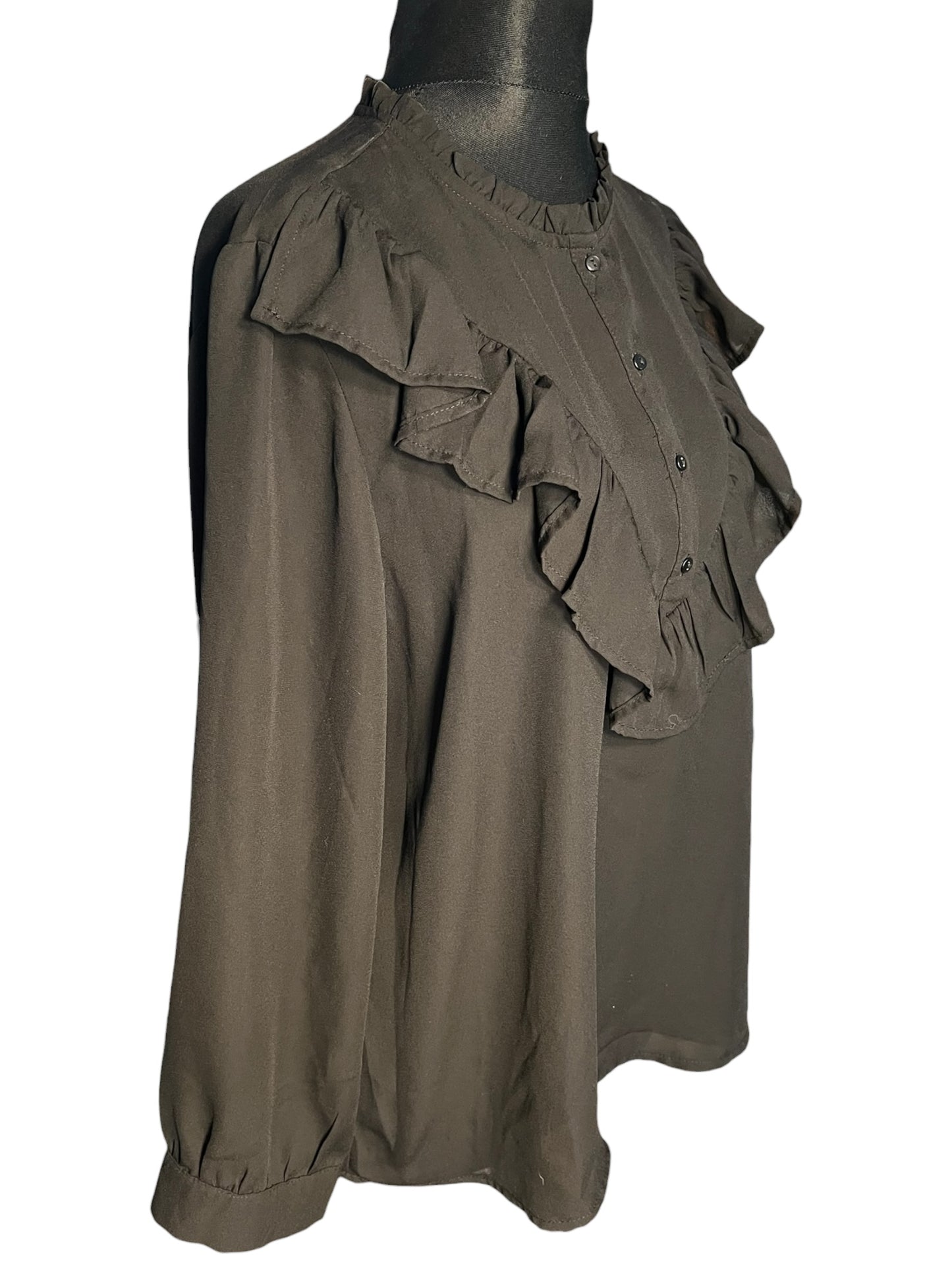 Sara's Choice: Volants Rüschen Bluse schwarz | Gr. 44 46 XL | Dark Alternative