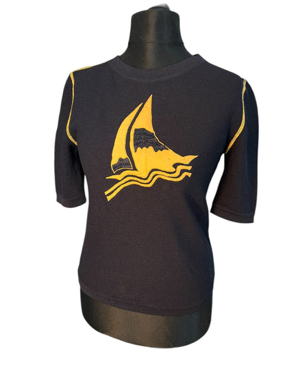 Ungaro Paris Strickshirt Gr. 38 Ital. 42 Shirt Wolle Italien Sailor Vintage Luxury Statement 90s