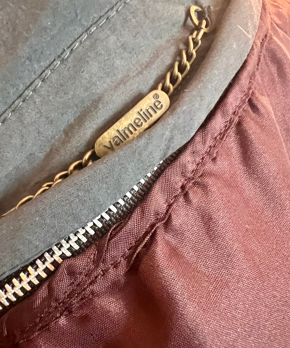 Valmeline Vintage Mantel Oversize Gr. 44 46 48 XXL lang Dunkelgrau Weinrot 80er 90er Trench