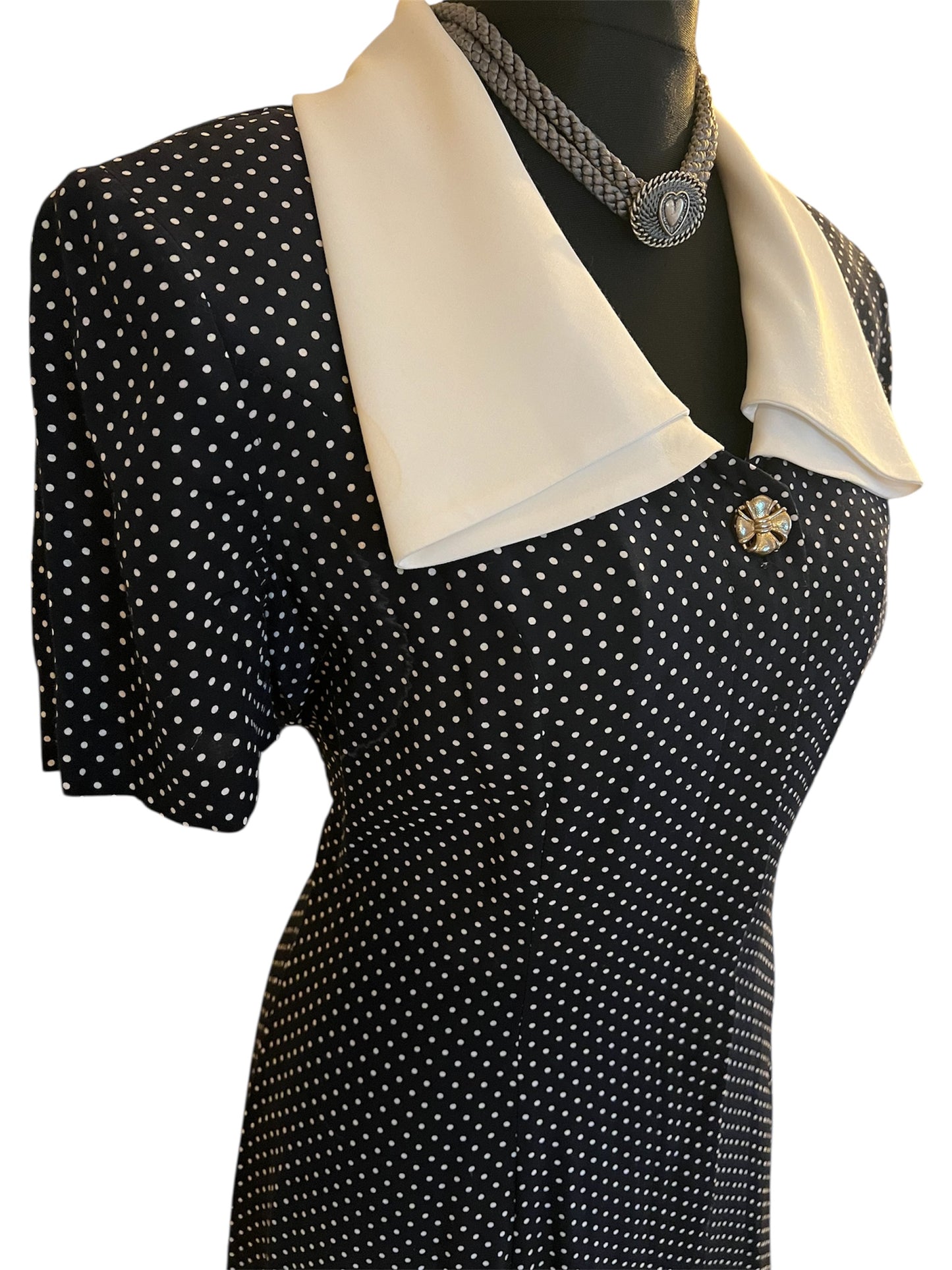 Joseph Ribkoff Kleid Punkte Vintage 38 Blau Polka 80s