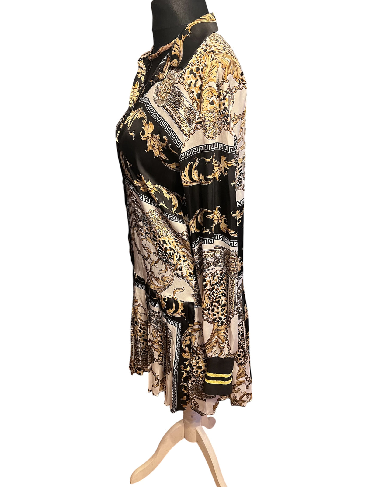Take Two Kleid S 36 Barock Gold Schwarz Leo Print Italy Vintage Y2k Blusenkleid