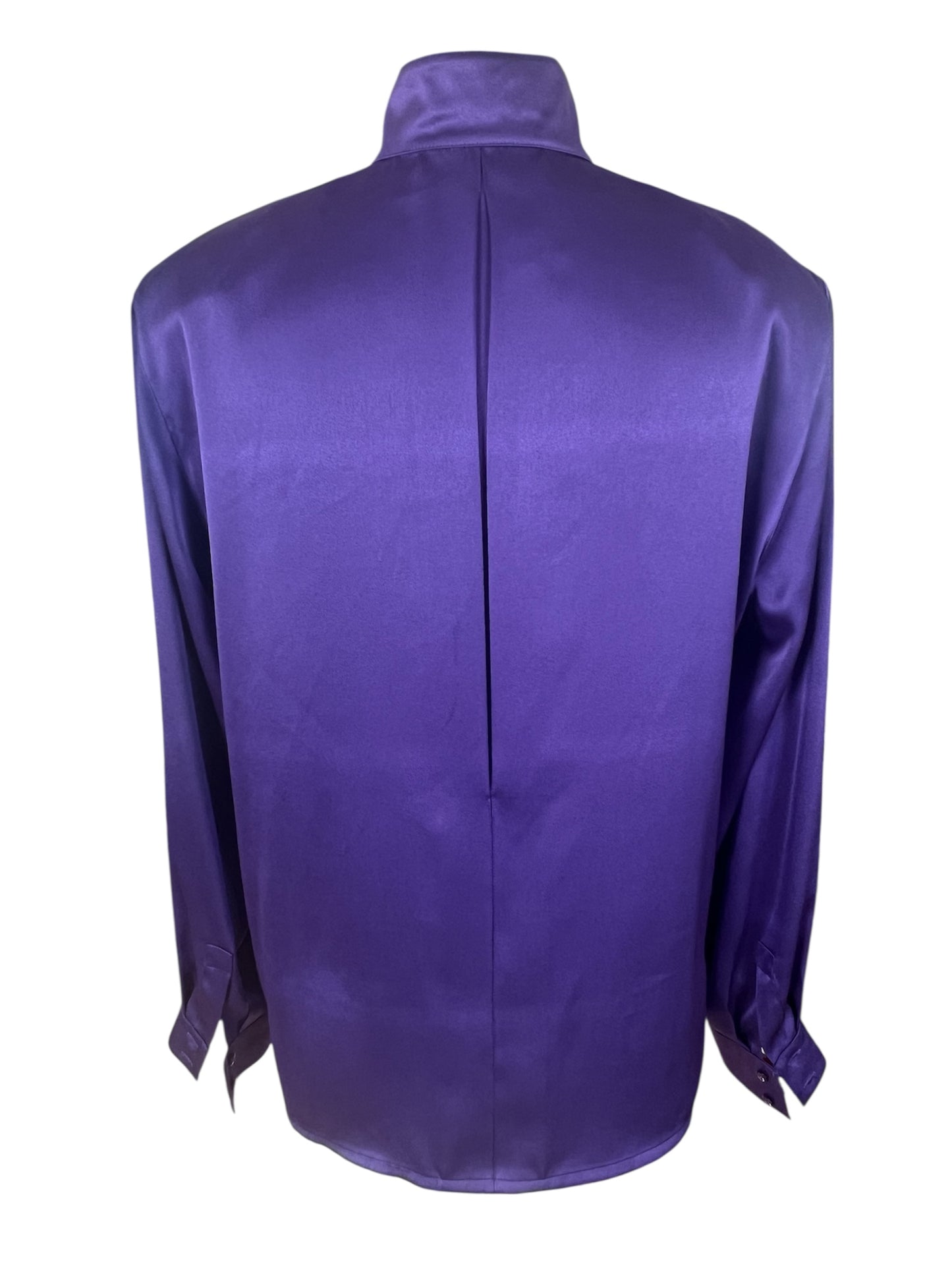 Statement Vintage Bluse 40 M Lila Satin | 80s/90s Dark Fashion Alexander
