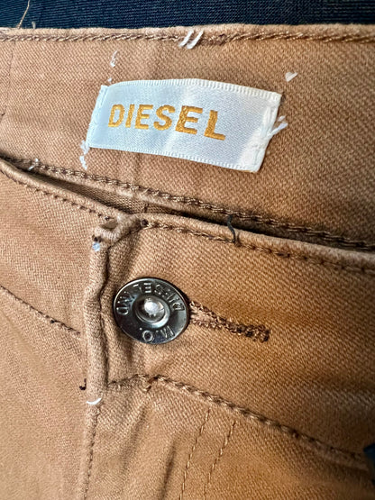 Diesel Jeans W28 Braun Made in Italy Slim Straight Y2K Vintage Rehbraun Denim Low Waist Gr S M 36 38