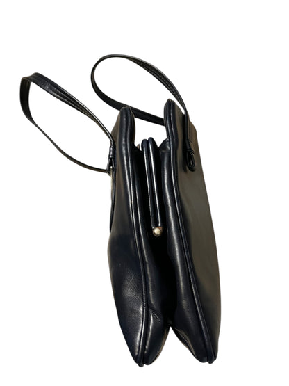 Vintage Handtasche blau silber | 70er 80er | Klickverschluss | 3 Fächer | elegant & geräumig