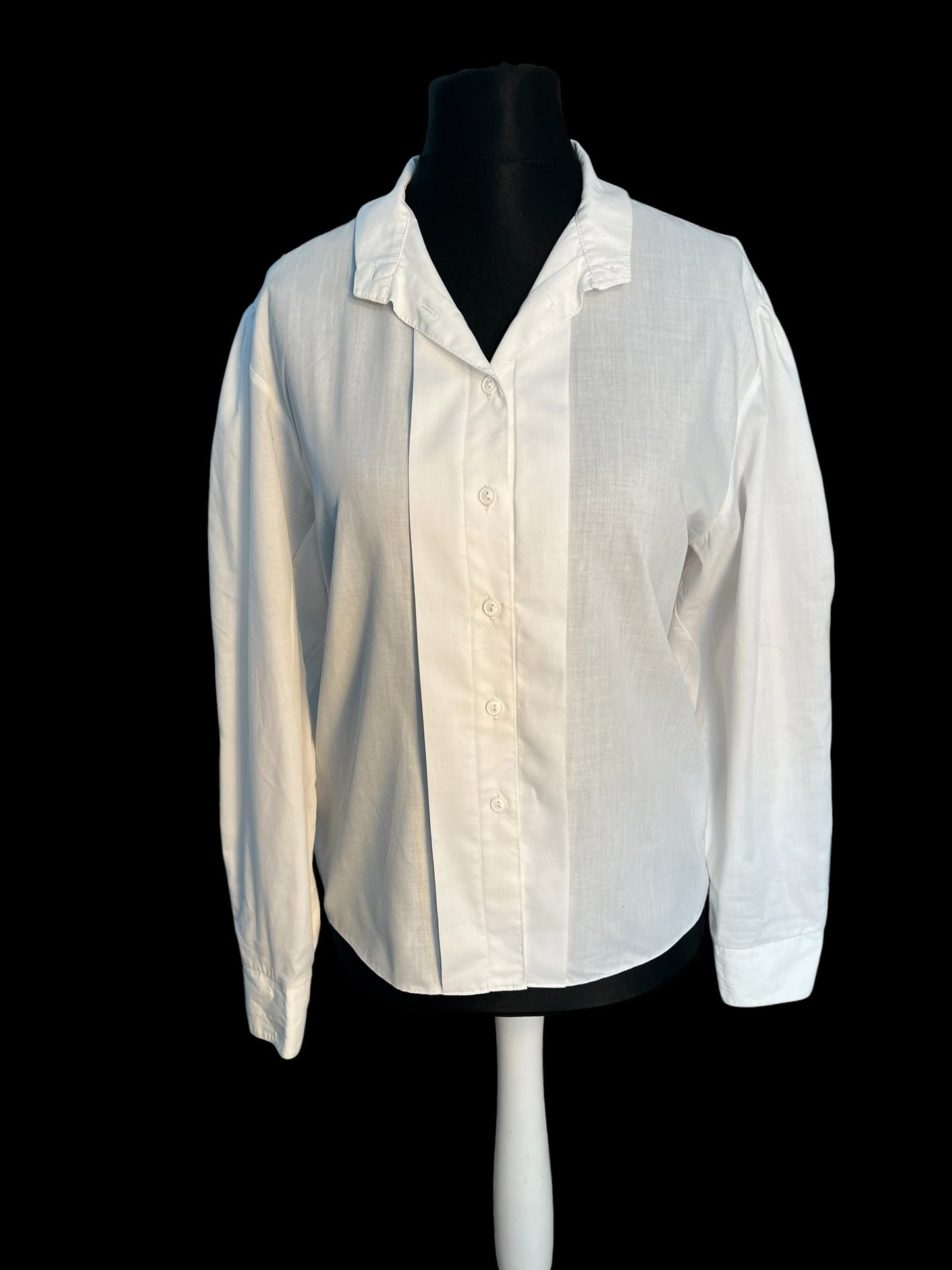 Sara's Choice: Vintage Bluse Landhaus schlicht weiss | Gr. 40 42 L | Dark Alternative