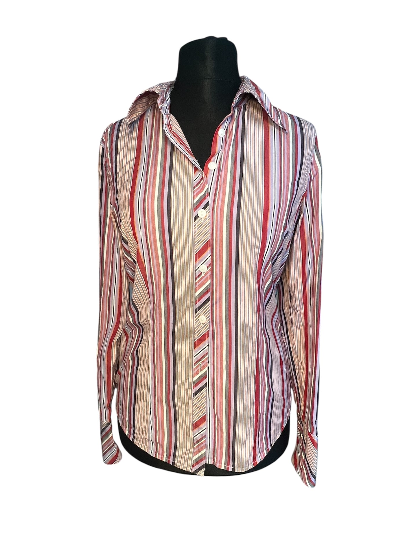 Tommy Hilfiger Bluse Vintage S 36 lila weinrot gestreift Top Zustand y2k 90s