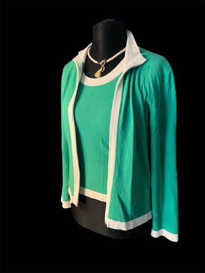 Vintage Set Trixi Schober Twinset Gr S Strickjacke + Shirt Grün 80er 90er Made in Italy 36