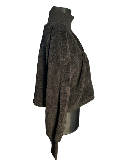 Sara's Choice: Internet Doll Teddy Fleece Cropped Pullover schwarz Gr 40 42 44 Oversize Fit XL – Dark Alternative