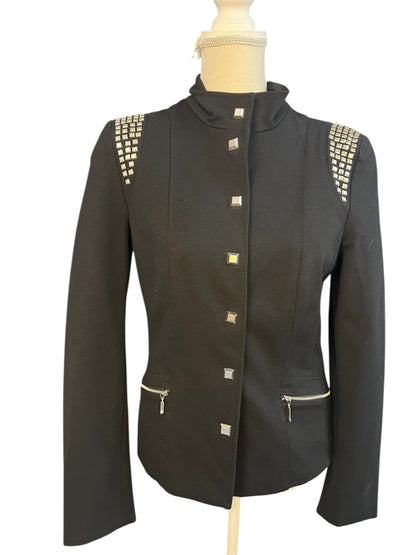 Edgy Bikerjacke / Blazer Gr. 36 - 38 | Schwarz | Silber‑Nieten & Reißverschlüsse | Rockig