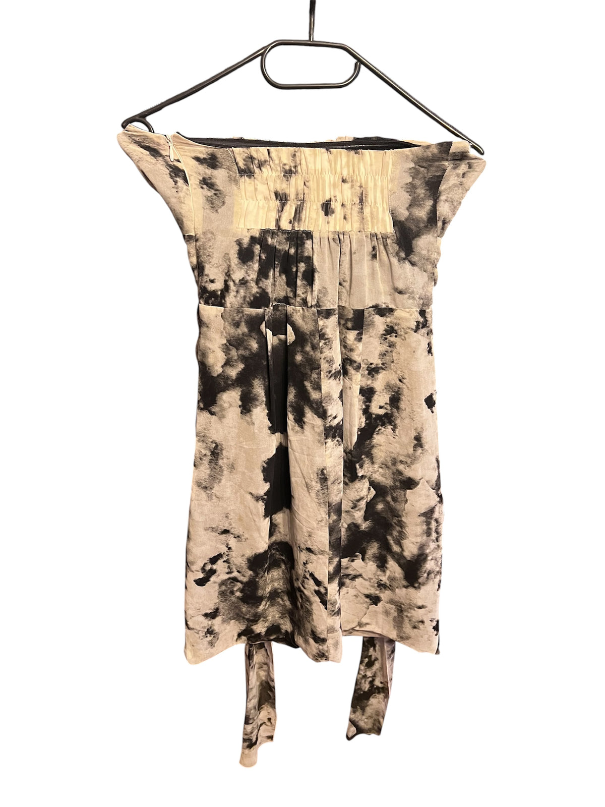 Samsøe Hanni Partykleid 32 34 XS XXS Schulterfrei Batik Kleid Schwarz Grau Chiffon Dark Gothic